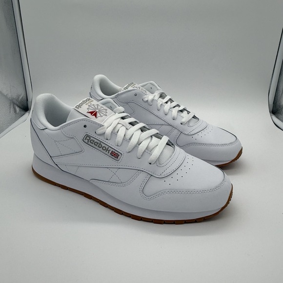 Reebok Classic Leather Shoes Men's Size 13 White Gum Sole Running‎ Trainer NEW - Picture 1 of 6
